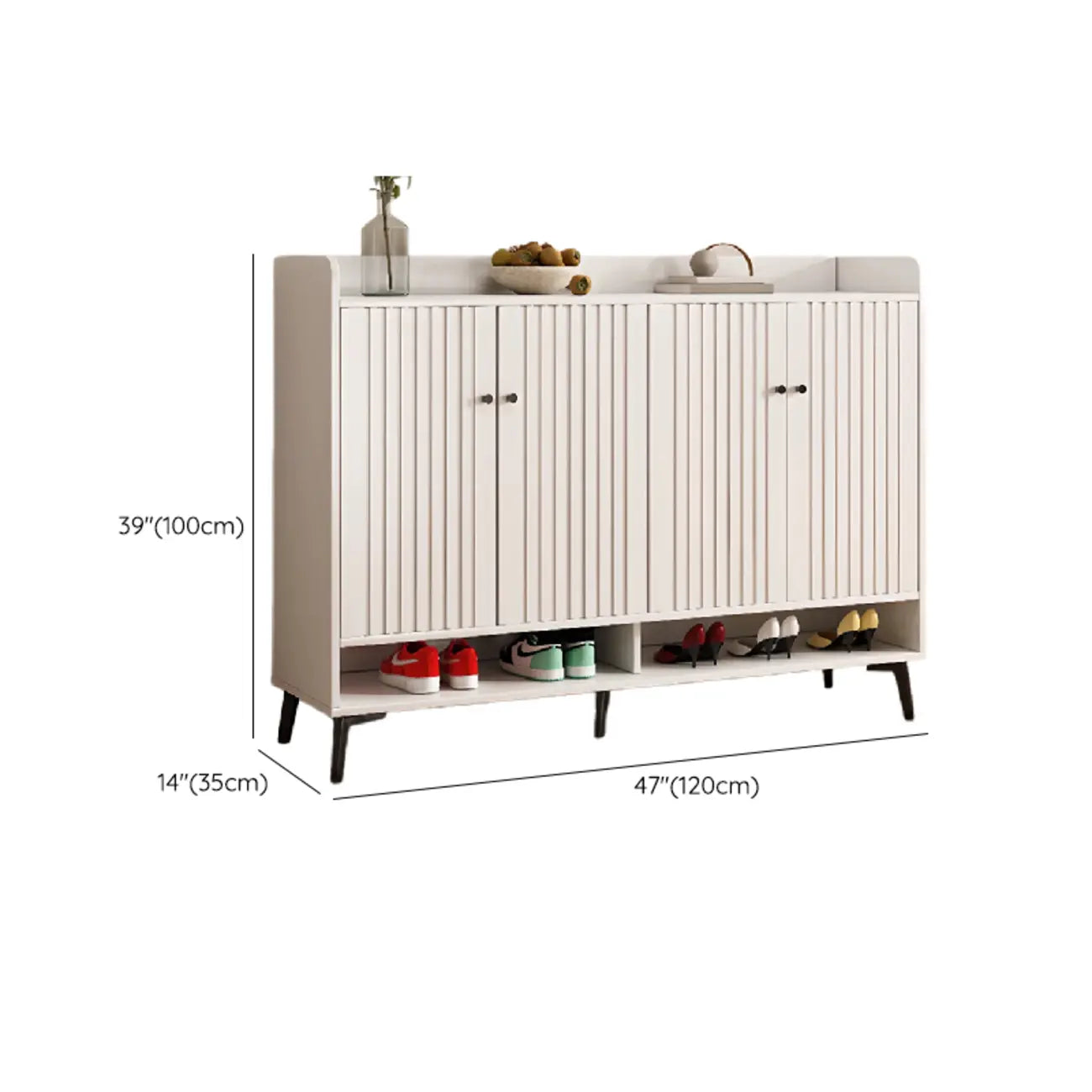 Armoire à chaussures en bois blanc cassé pour entrée