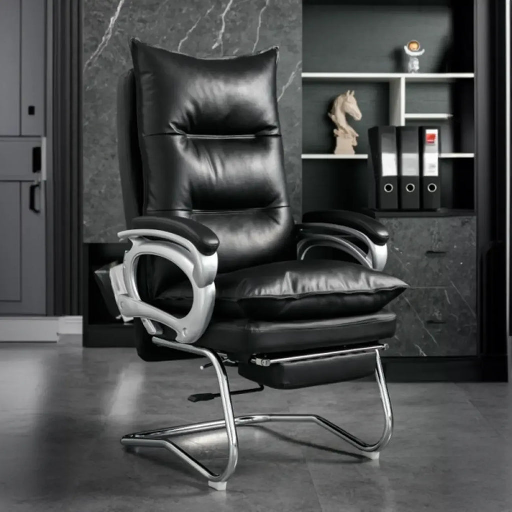 Fauteuil de bureau inclinable élégant en cuir marron