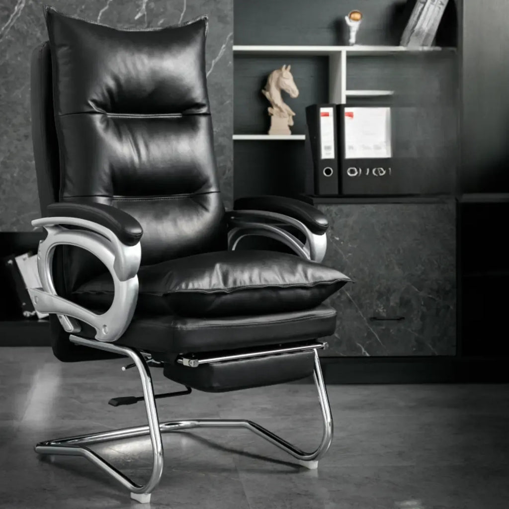 Fauteuil de bureau inclinable élégant en cuir marron