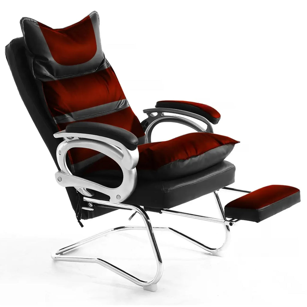 Fauteuil de bureau inclinable élégant en cuir marron