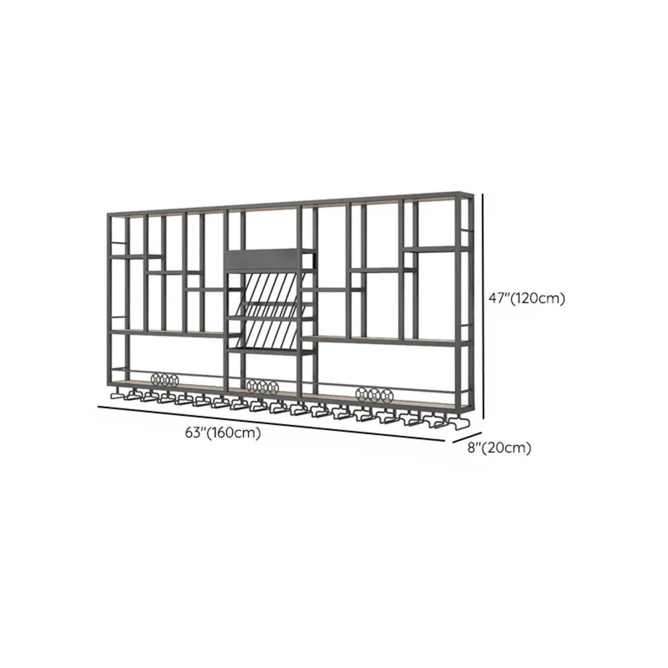 Présentoir à vin mural en métal de style industriel