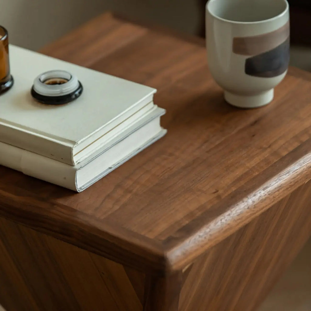 Petite table d'appoint Art Déco géométrique en bois pour salon