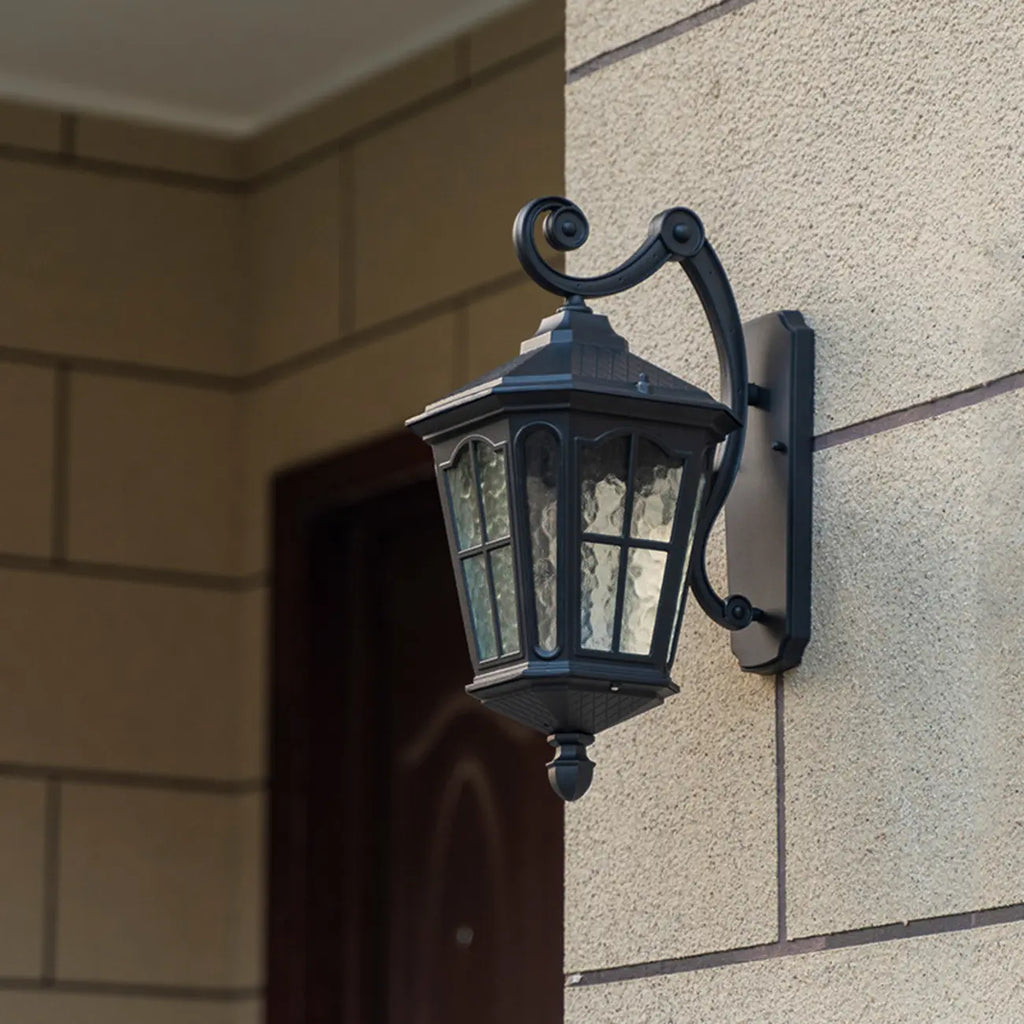 Petite lanterne industrielle en métal et verre, applique murale extérieure