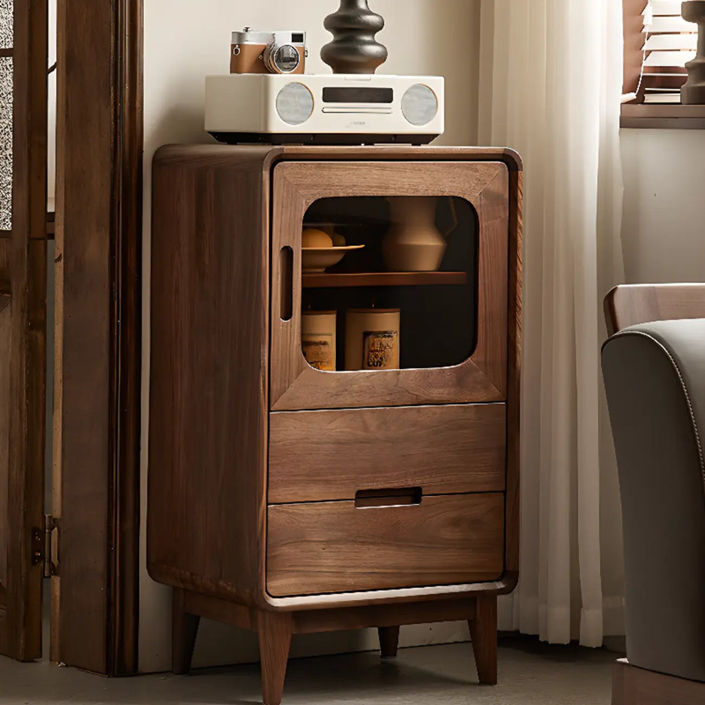 Vitrine scandinave en bois avec rangement