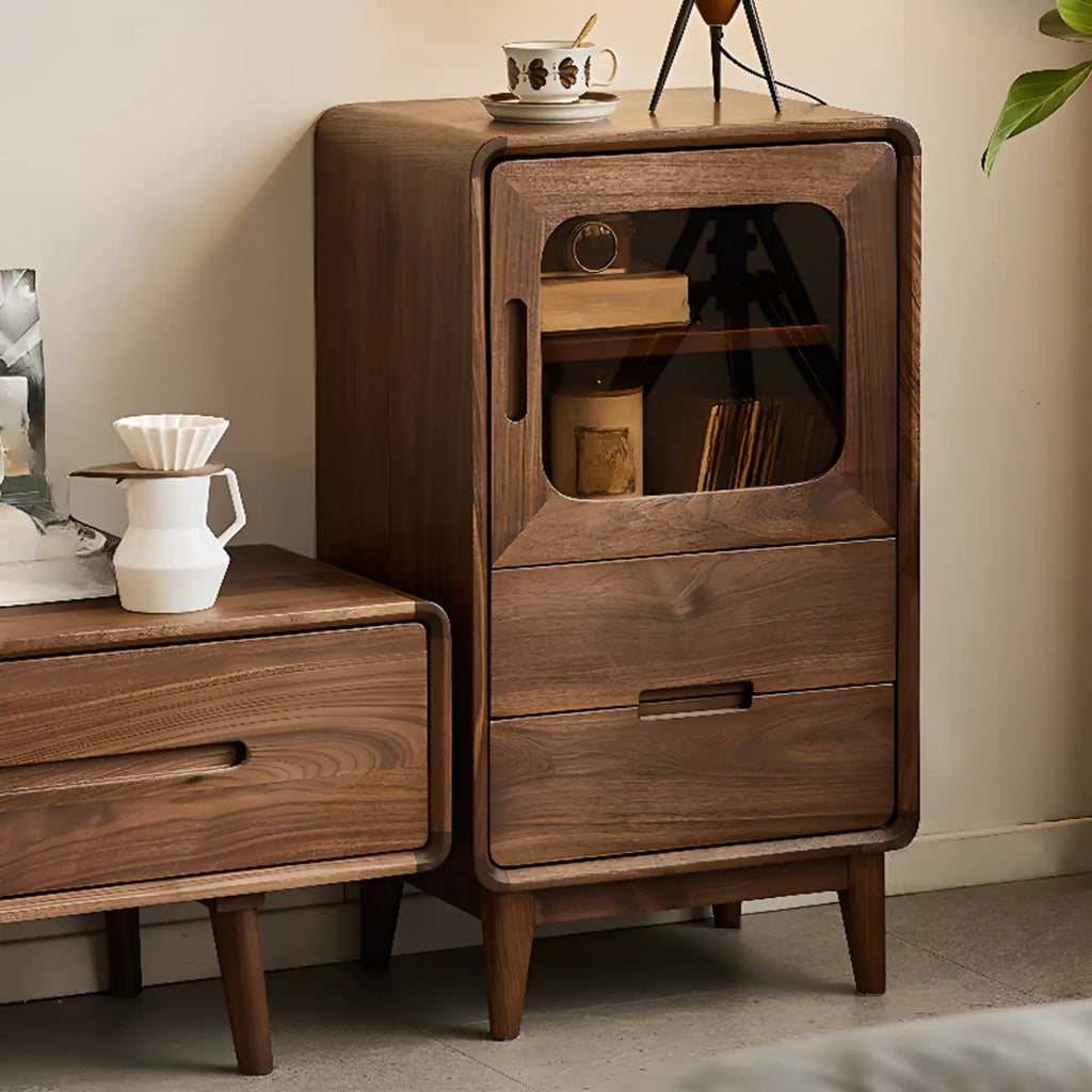 Vitrine scandinave en bois avec rangement