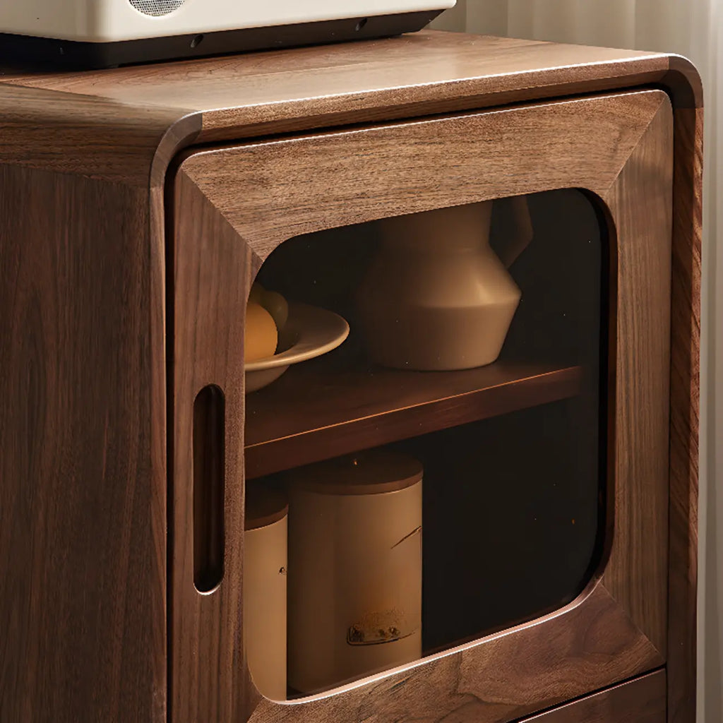 Vitrine scandinave en bois avec rangement