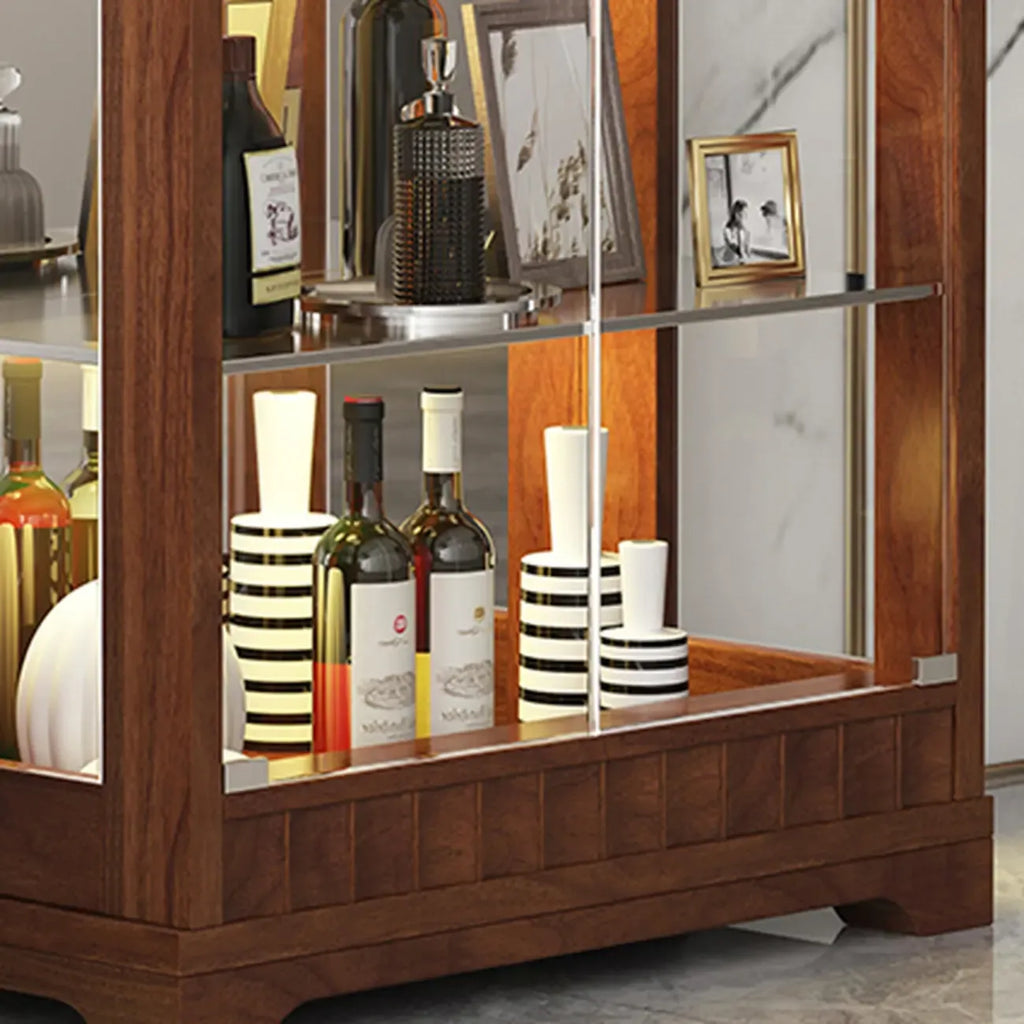 Meuble à vin moderne en bois avec étagère porte-verres.