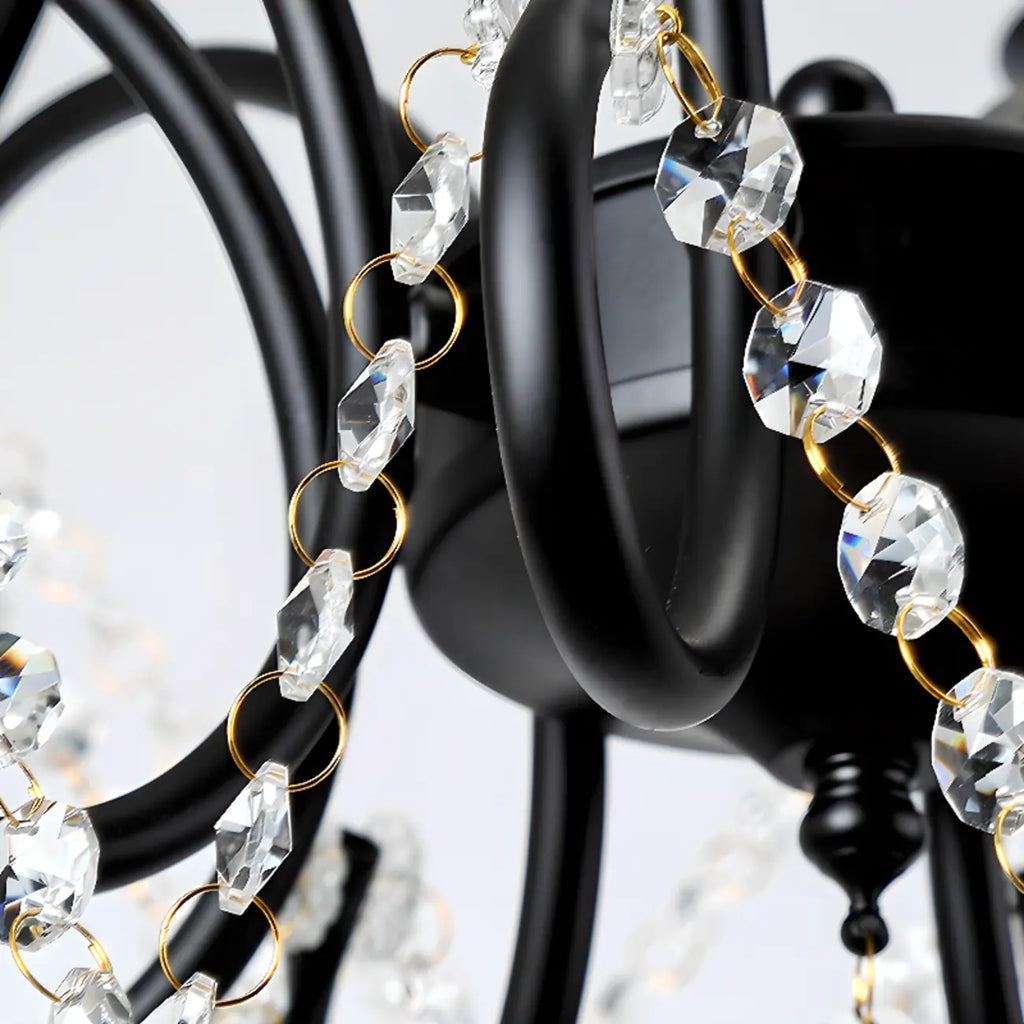 Lustre élégant en cristal doré courbé