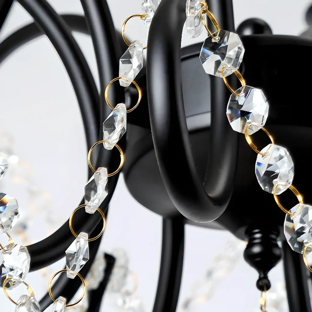 Lustre élégant en cristal doré courbé