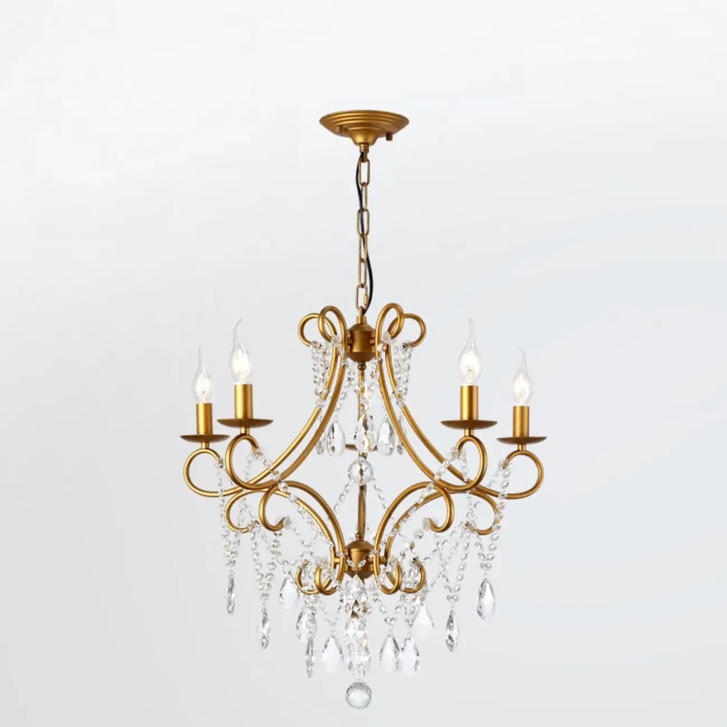 Lustre élégant en cristal doré courbé