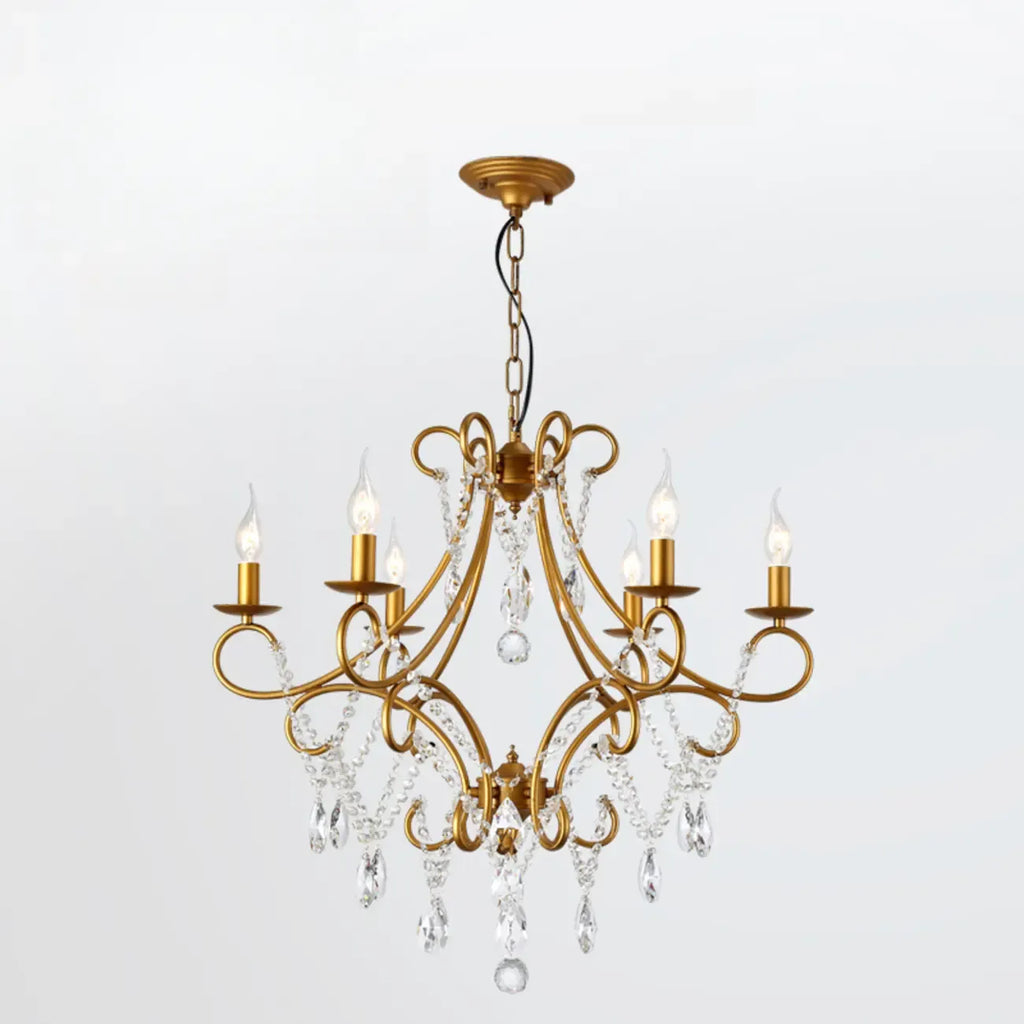 Lustre élégant en cristal doré courbé