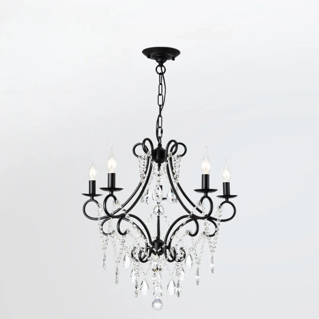 Lustre élégant en cristal doré courbé