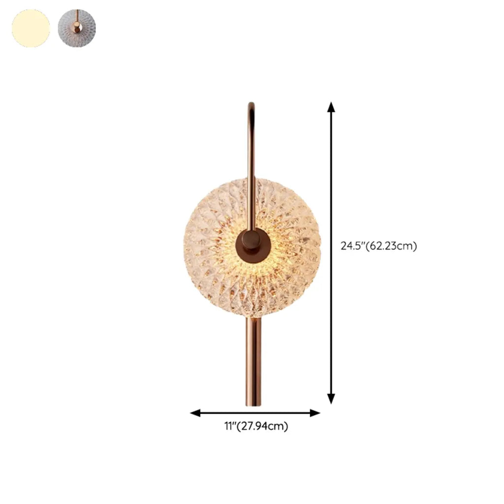 Applique murale ronde moderne en métal et verre