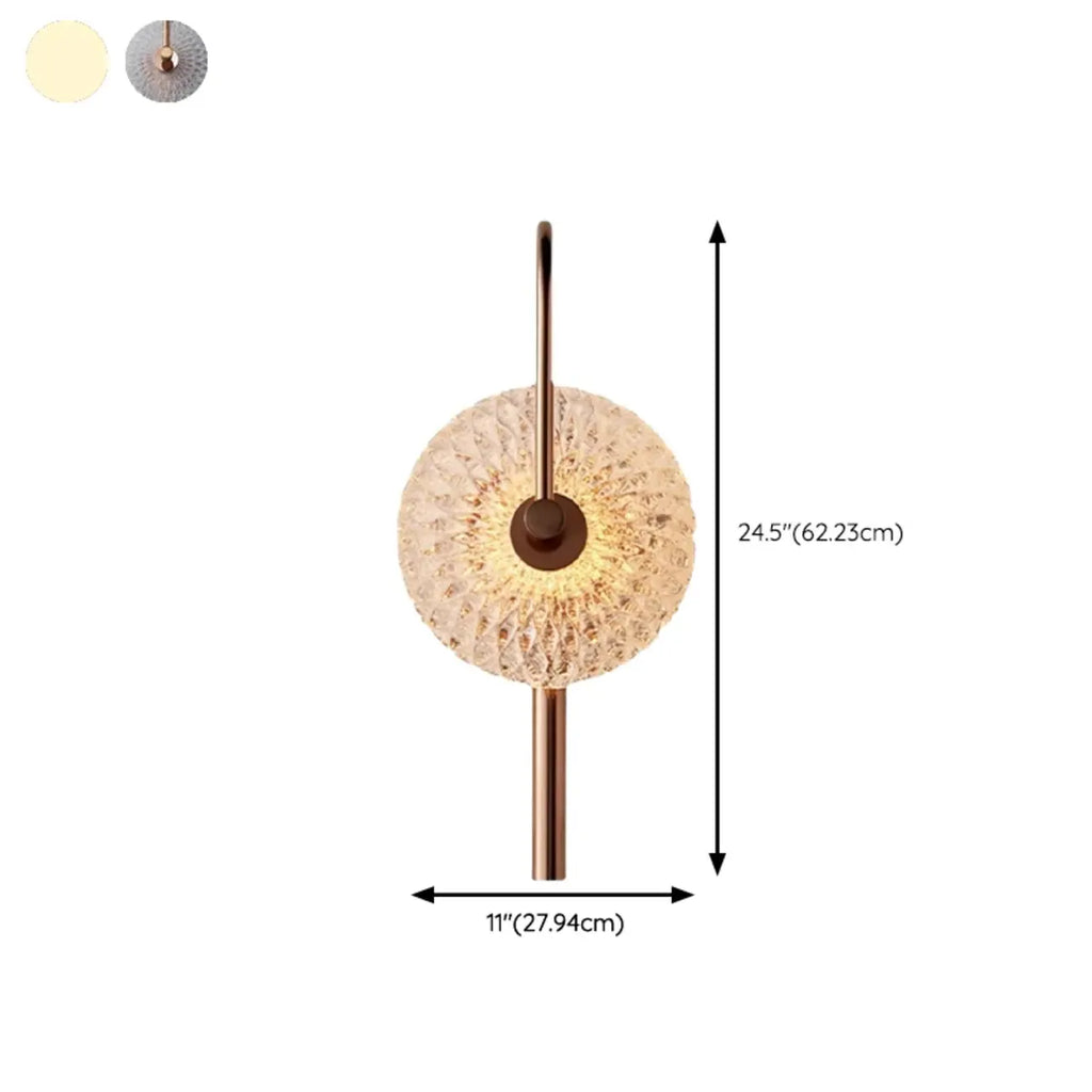 Applique murale ronde moderne en métal et verre