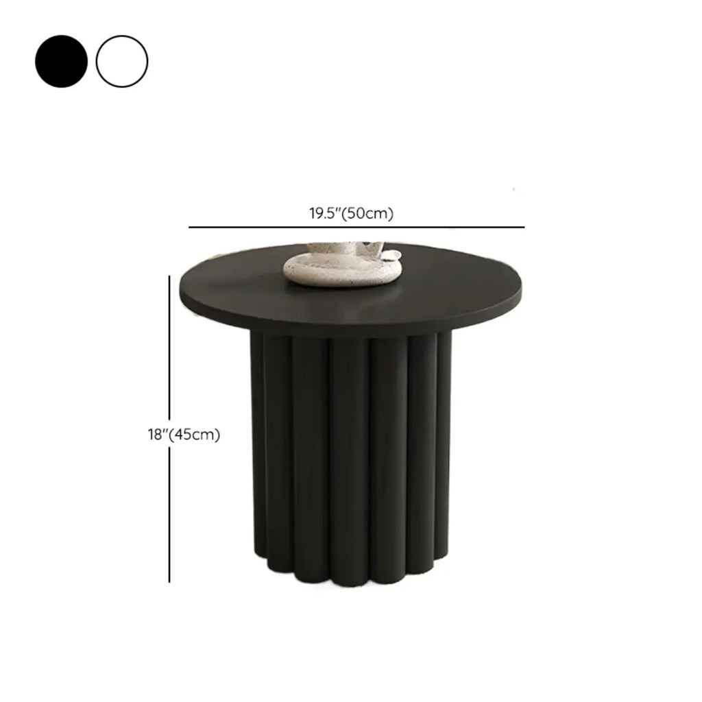 Table basse ronde minimaliste en bois noir et blanc