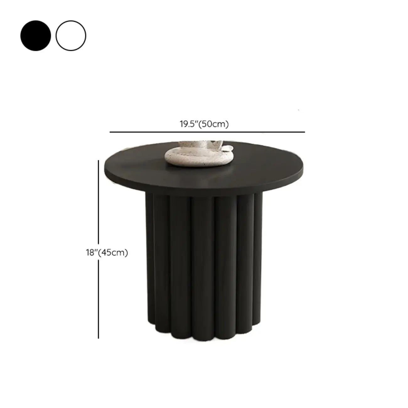 Table basse ronde minimaliste en bois noir et blanc