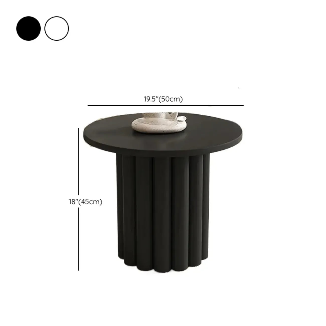 Table basse ronde minimaliste en bois noir et blanc