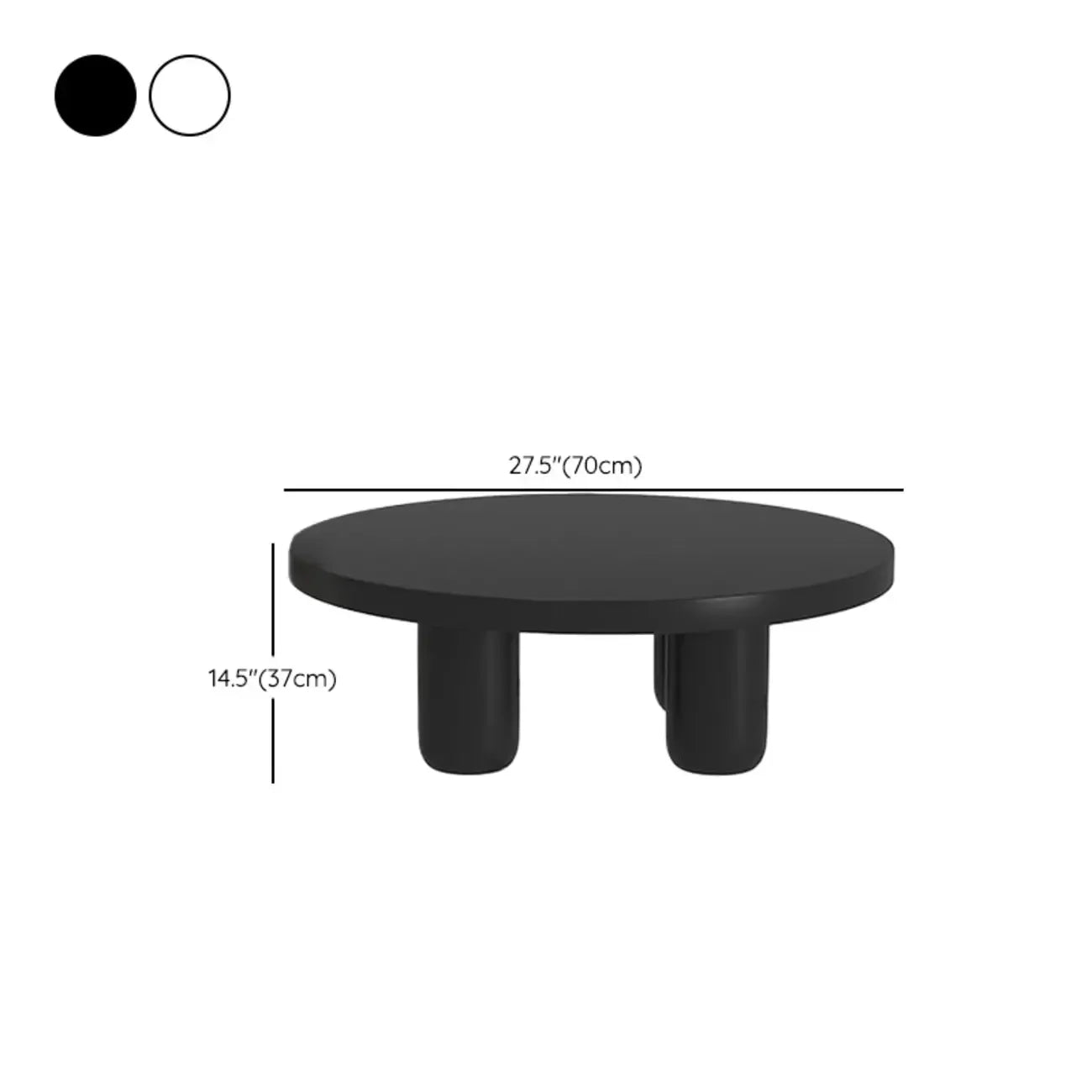 Table basse ronde minimaliste en bois noir et blanc