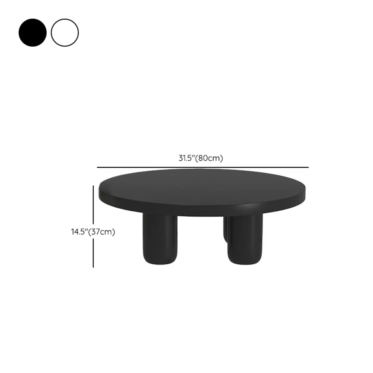 Table basse ronde minimaliste en bois noir et blanc