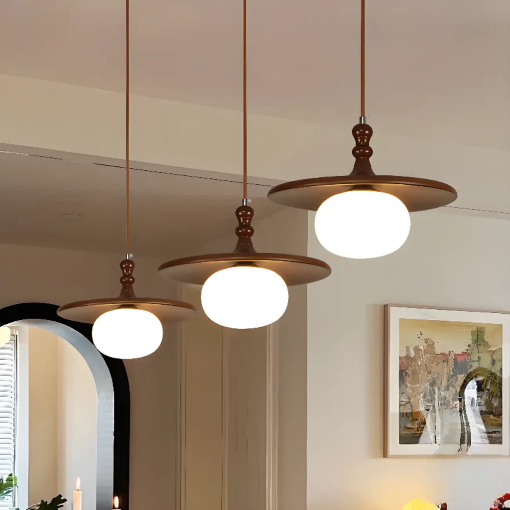 Suspension moderne en forme de disque de bois réglable pour îlot de cuisine