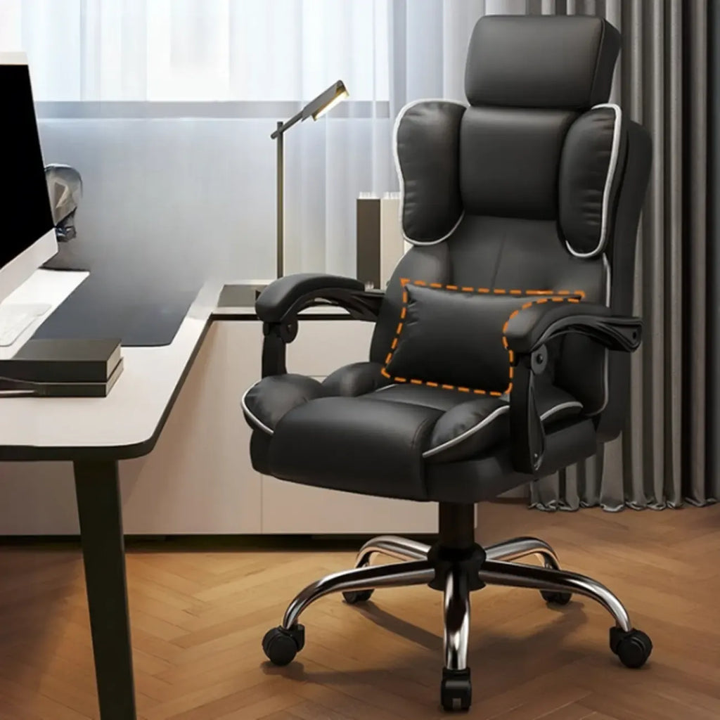 Fauteuil de bureau ergonomique inclinable en cuir marron