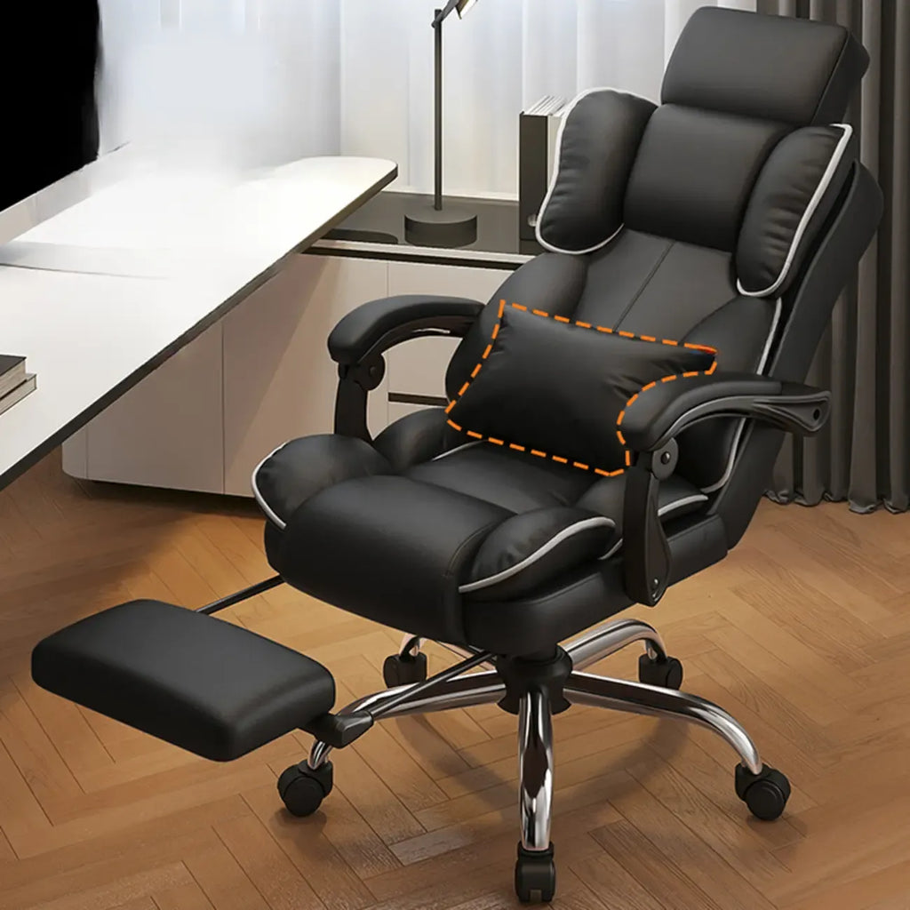 Fauteuil de bureau ergonomique inclinable en cuir marron