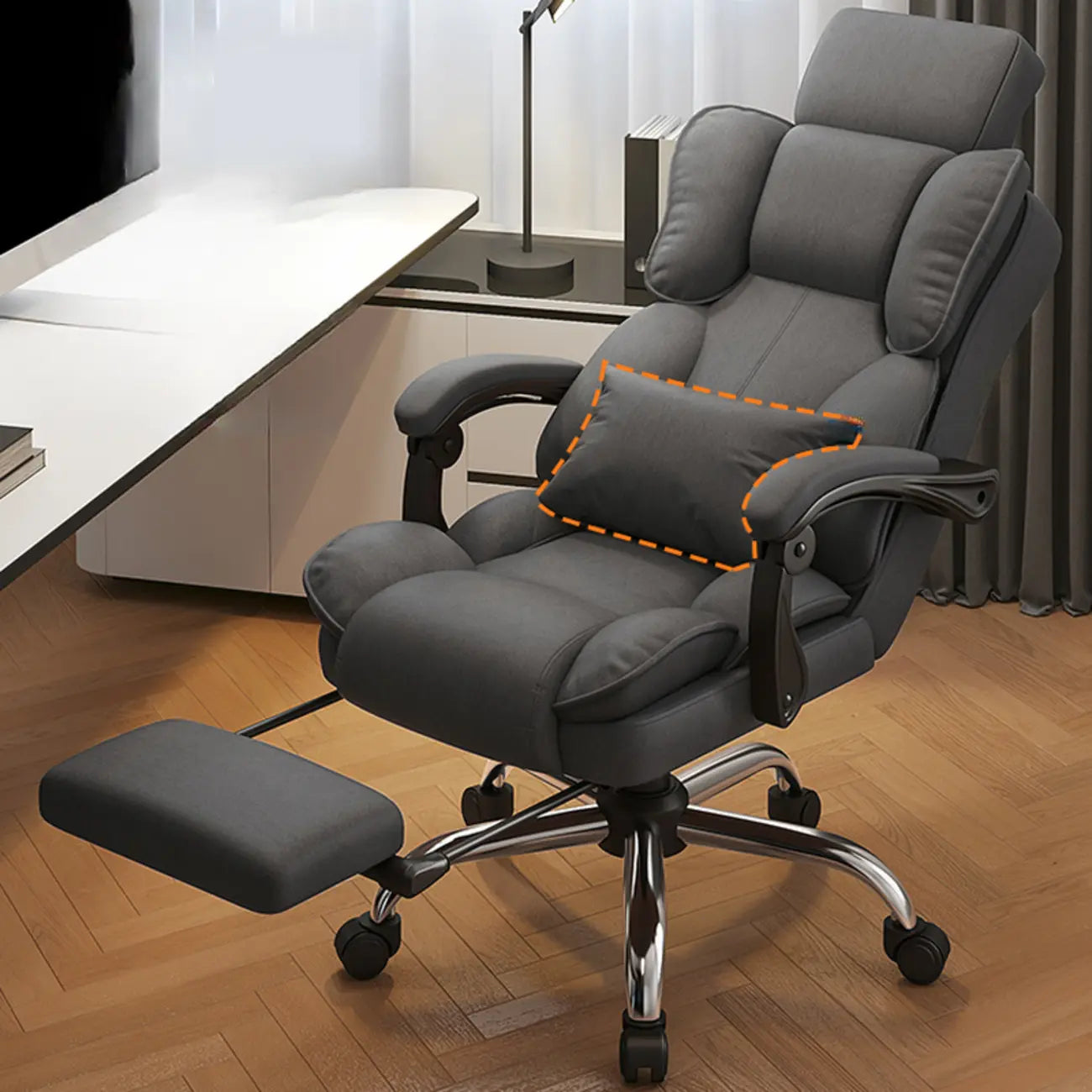 Fauteuil de bureau ergonomique inclinable en cuir marron