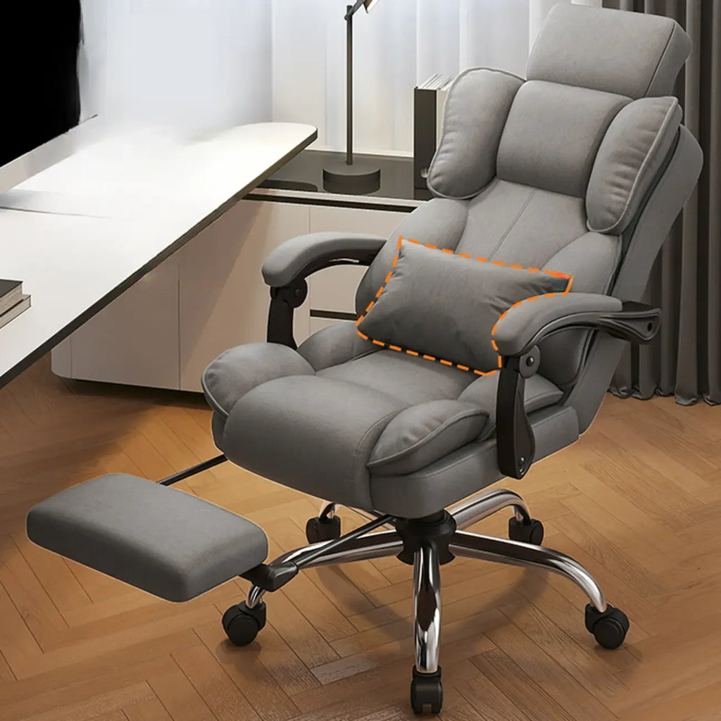 Fauteuil de bureau ergonomique inclinable en cuir marron