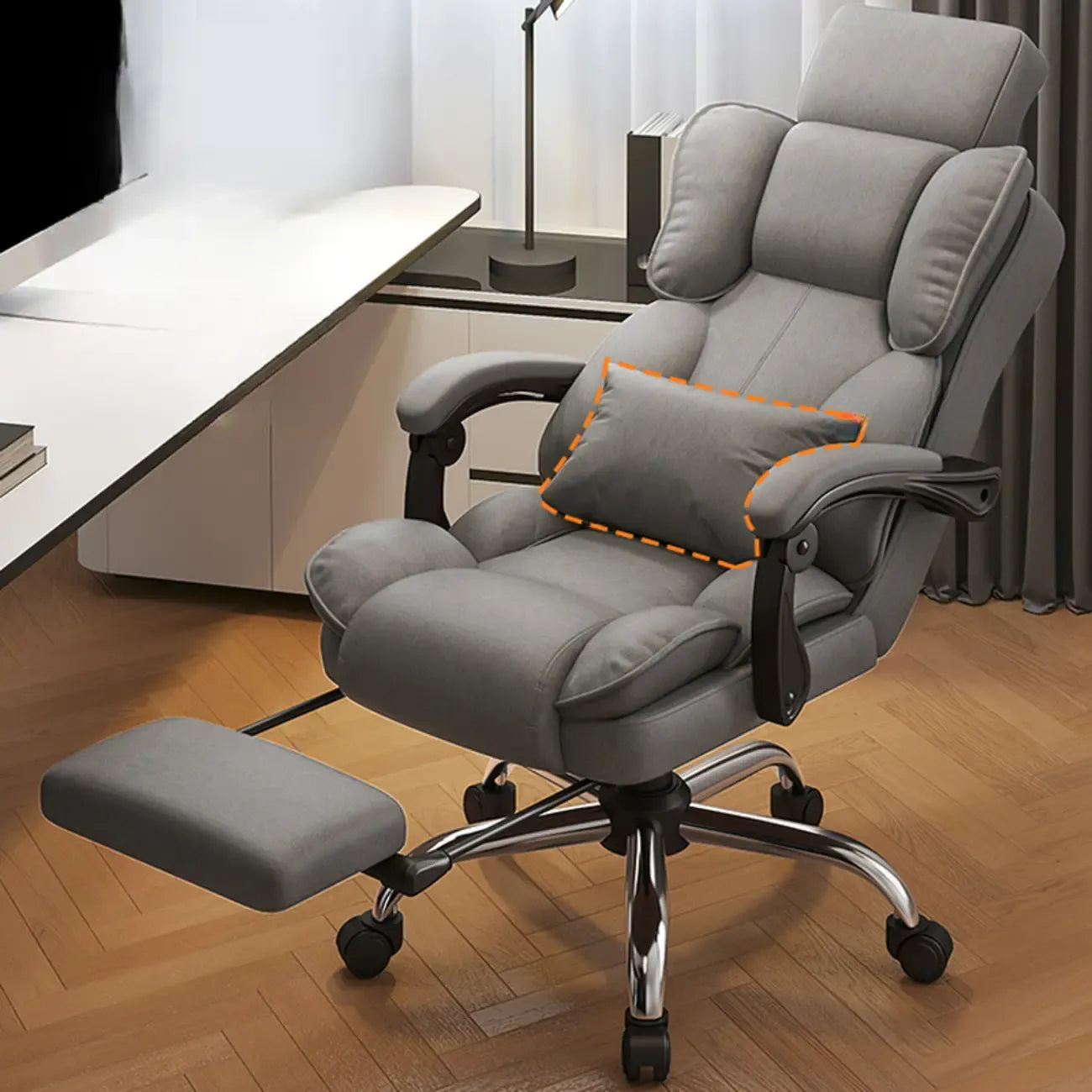 Fauteuil de bureau ergonomique inclinable en cuir marron