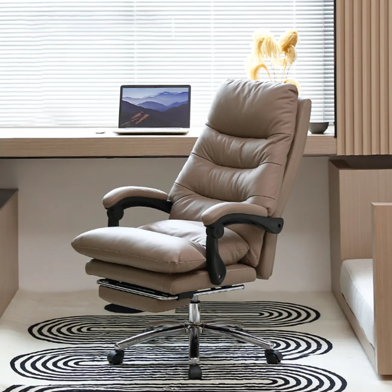 Fauteuil de bureau inclinable en cuir rembourré, réglable