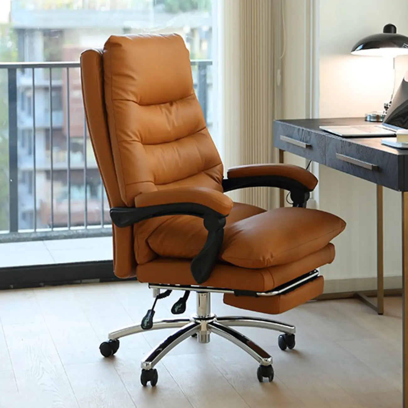 Fauteuil de bureau inclinable en cuir rembourré, réglable