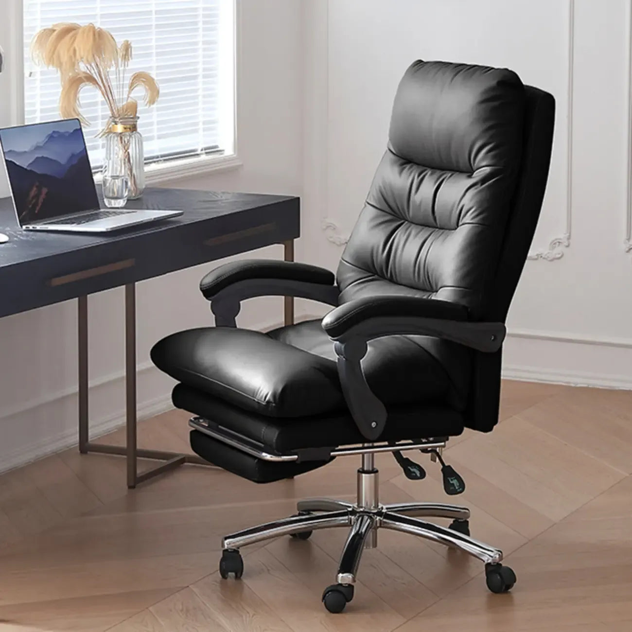 Fauteuil de bureau inclinable en cuir rembourré, réglable