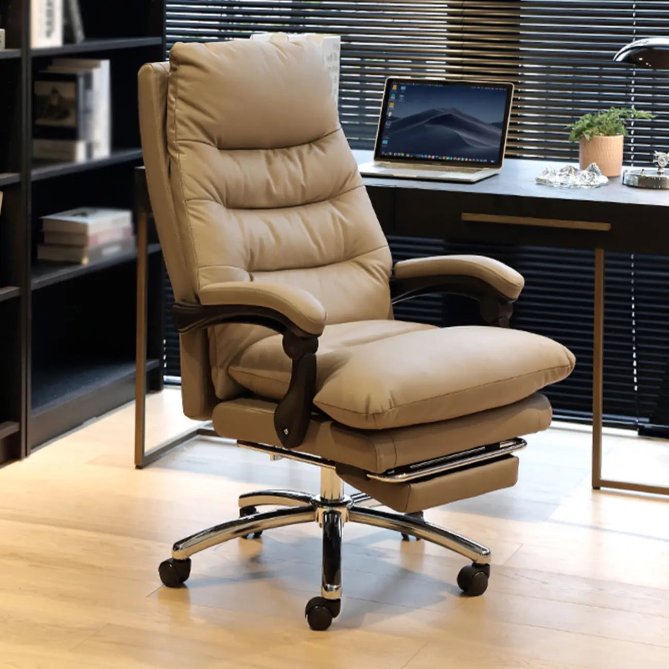 Fauteuil de bureau inclinable en cuir rembourré, réglable