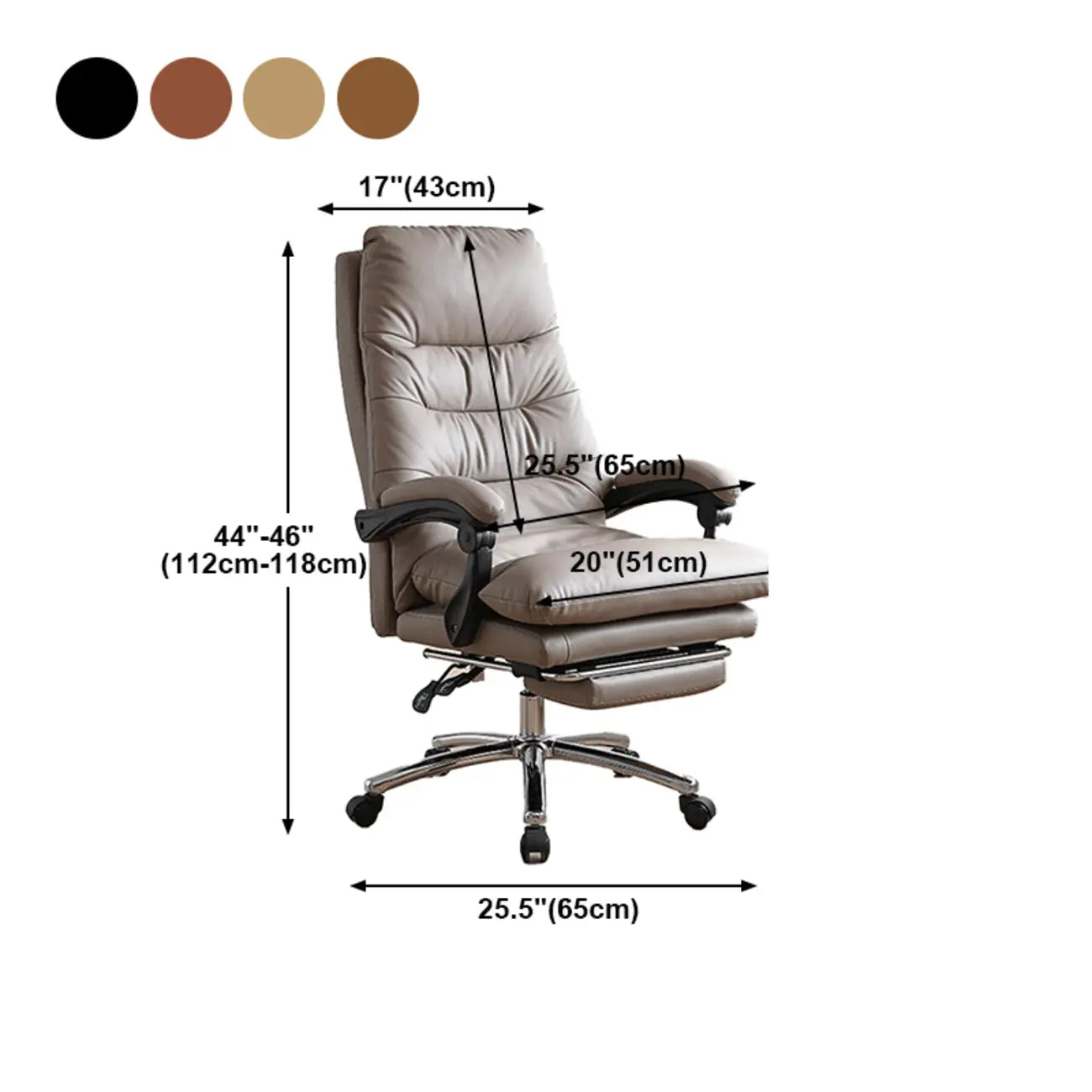 Fauteuil de bureau inclinable en cuir rembourré, réglable