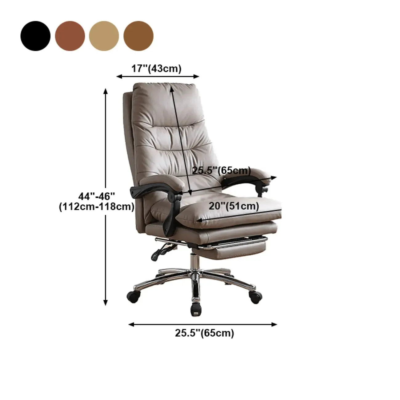 Fauteuil de bureau inclinable en cuir rembourré, réglable