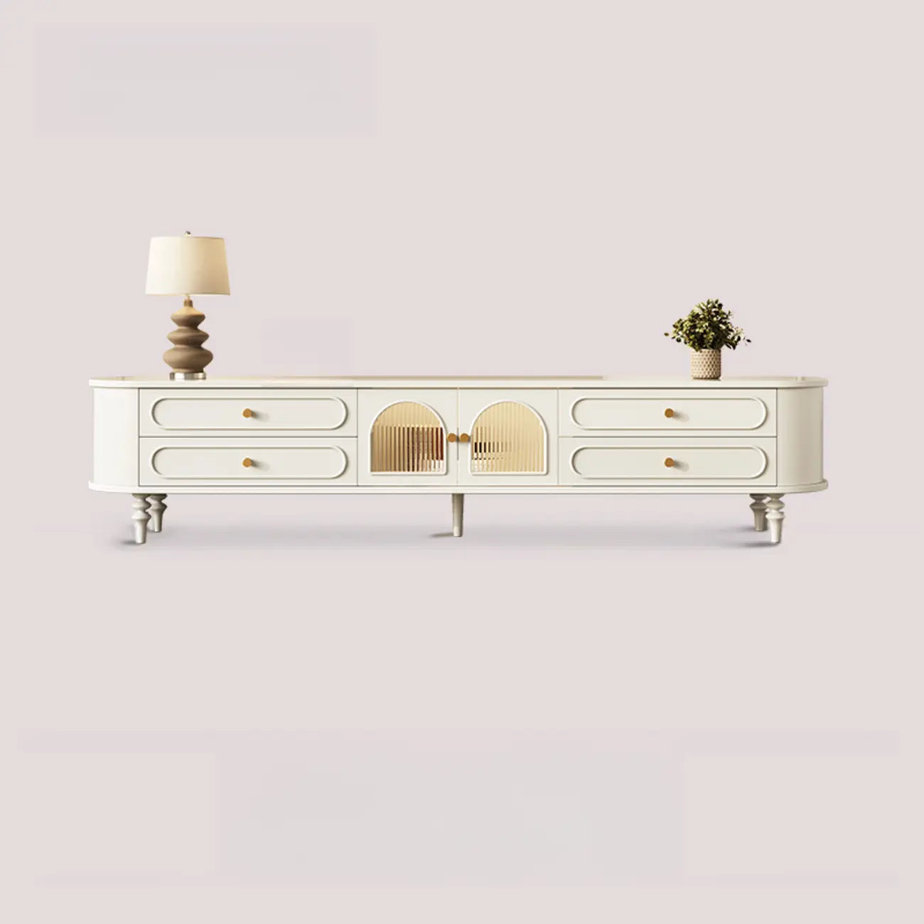 Meuble TV scandinave en bois avec gestion des câbles