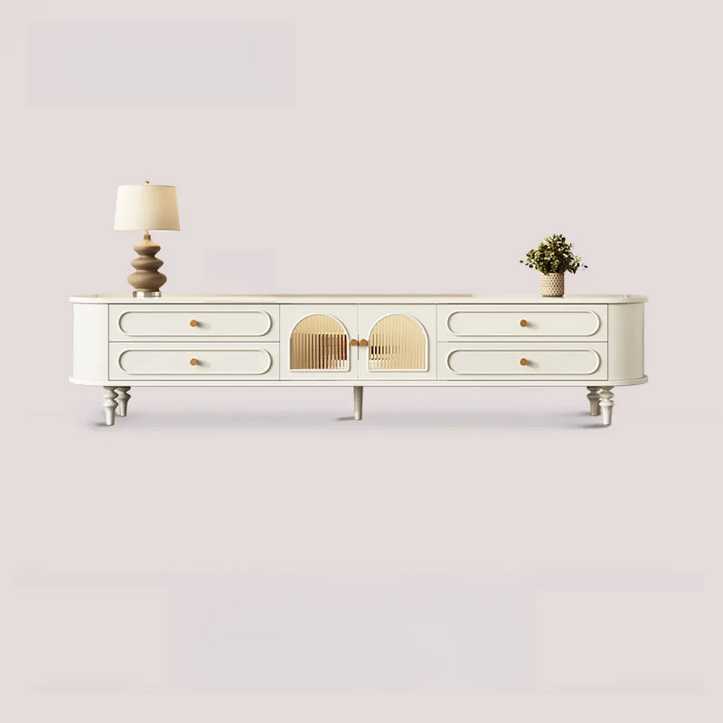 Meuble TV scandinave en bois avec gestion des câbles