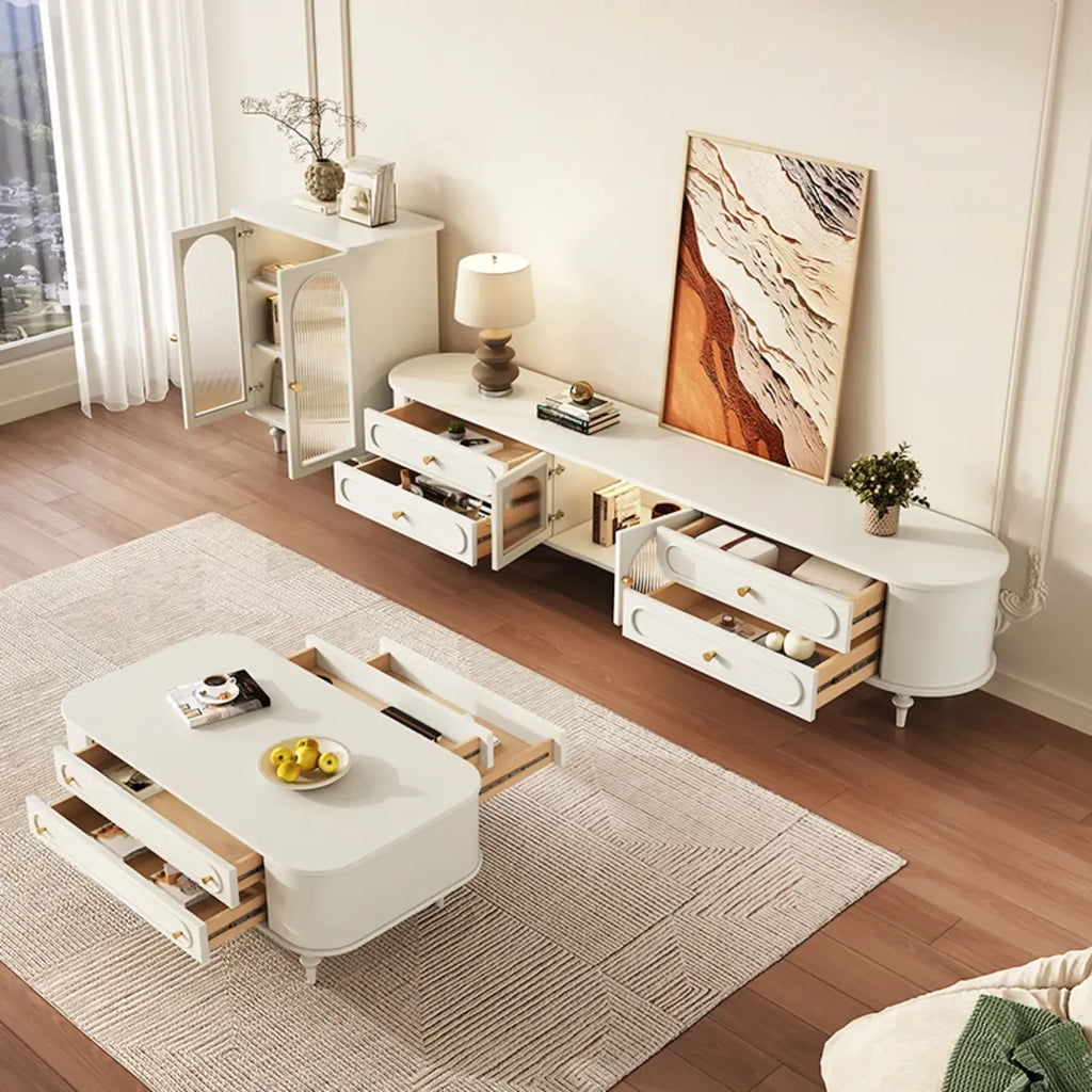 Meuble TV scandinave en bois avec gestion des câbles