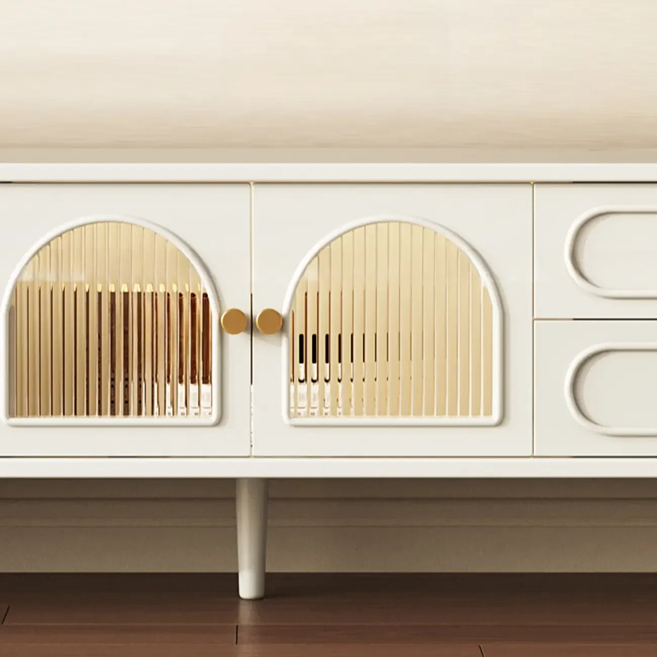 Meuble TV scandinave en bois avec gestion des câbles