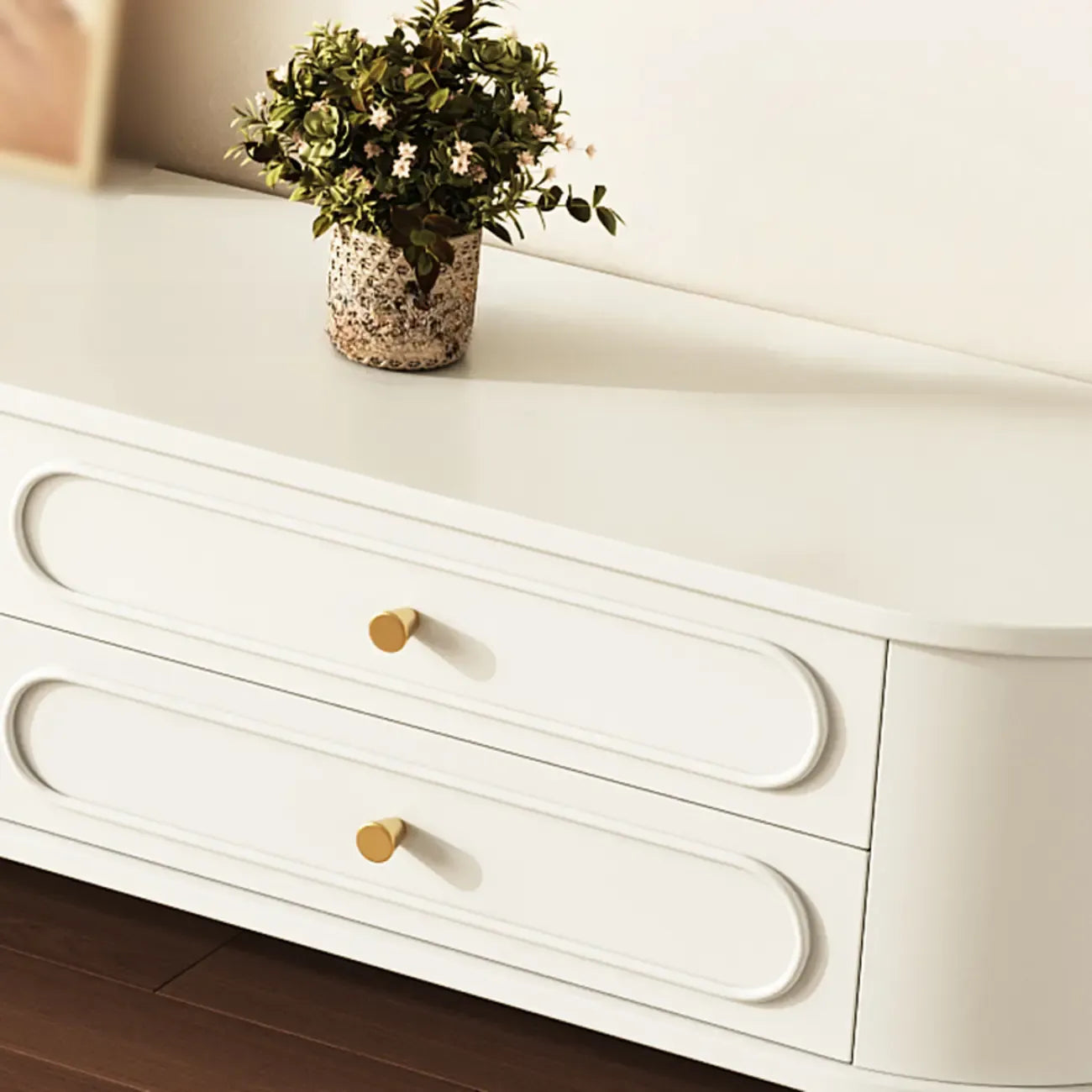 Meuble TV scandinave en bois avec gestion des câbles