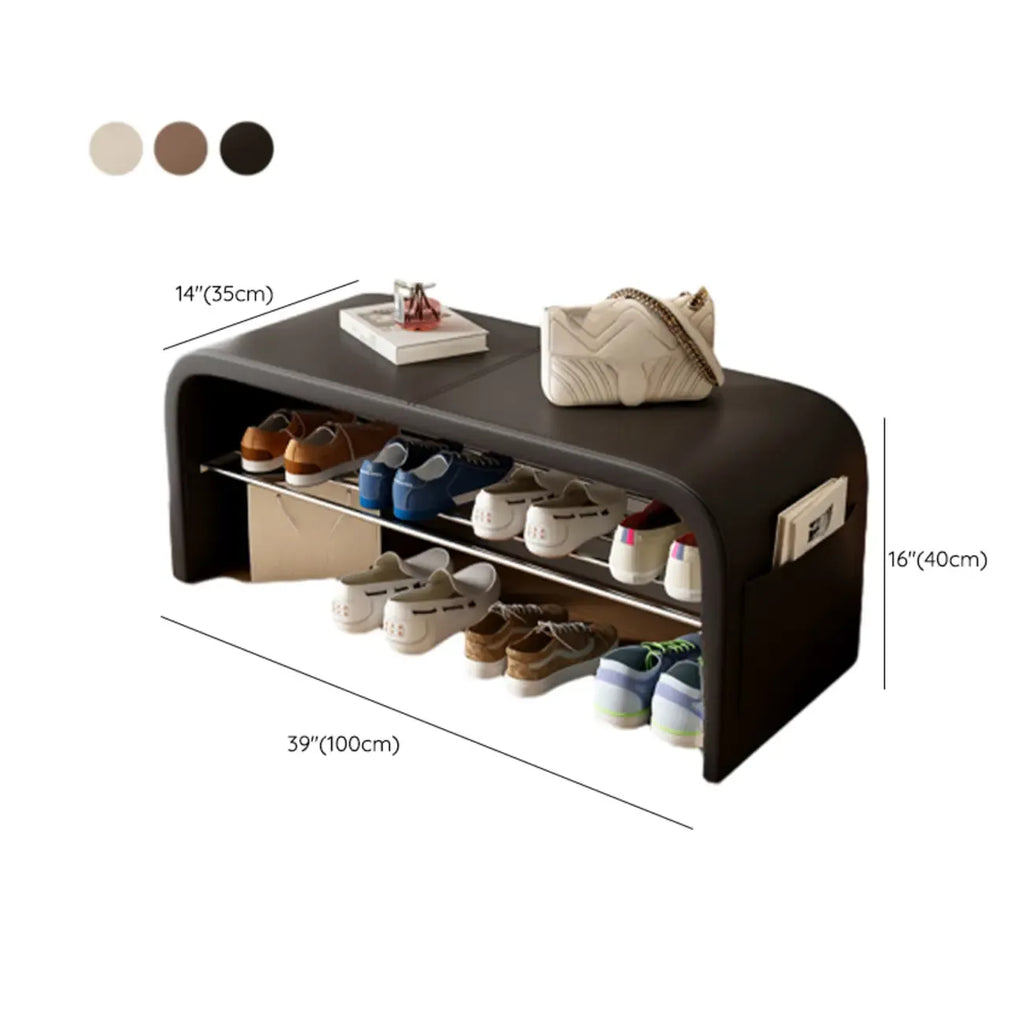 Banc d'entrée arqué avec coussins en similicuir et rangement intégré