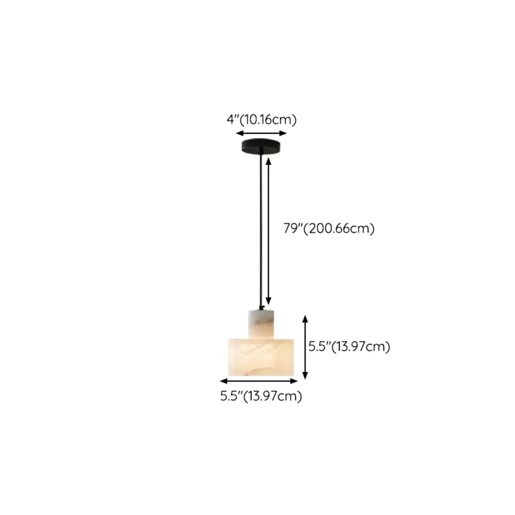 Suspension cylindrique moderne en pierre blanche
