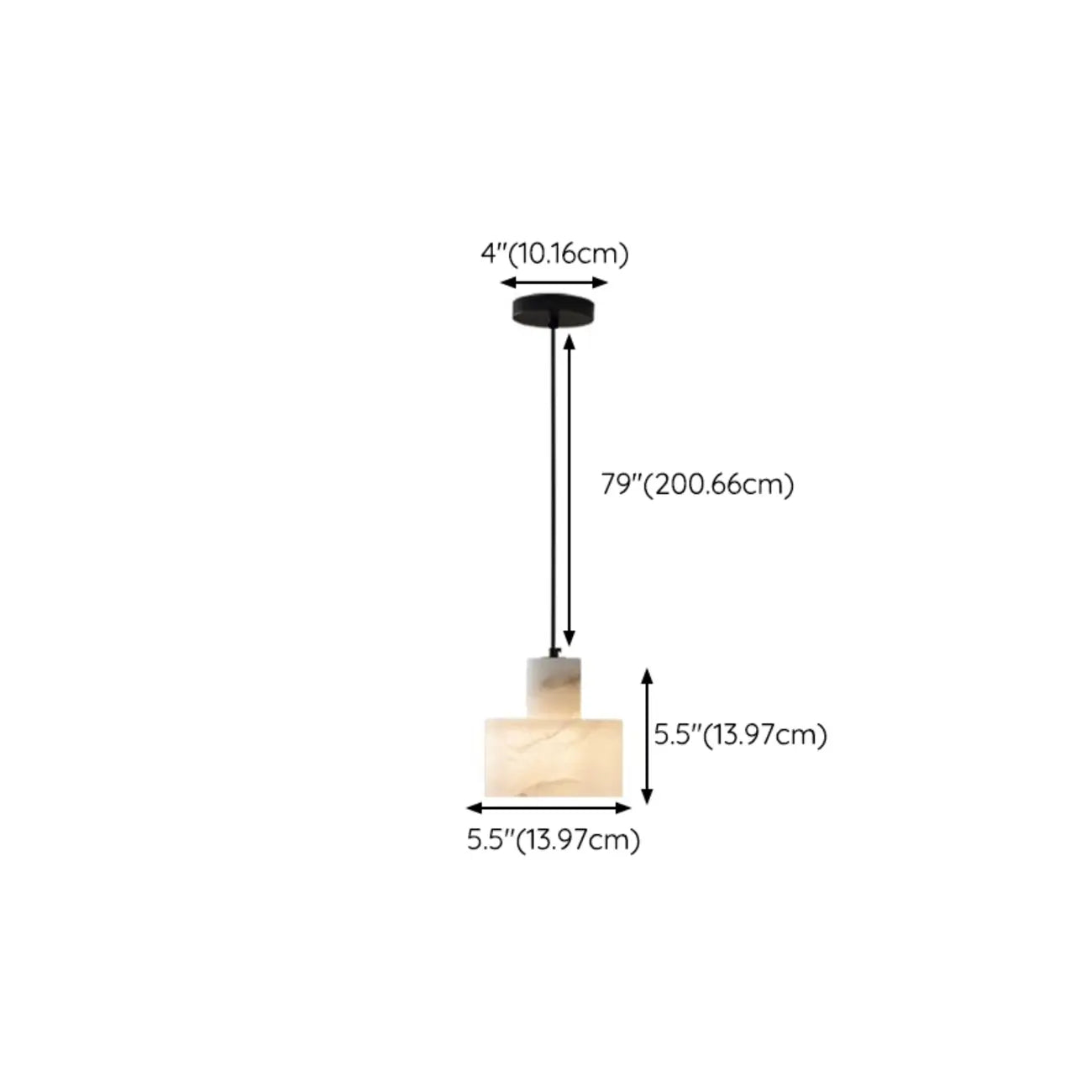 Suspension cylindrique moderne en pierre blanche