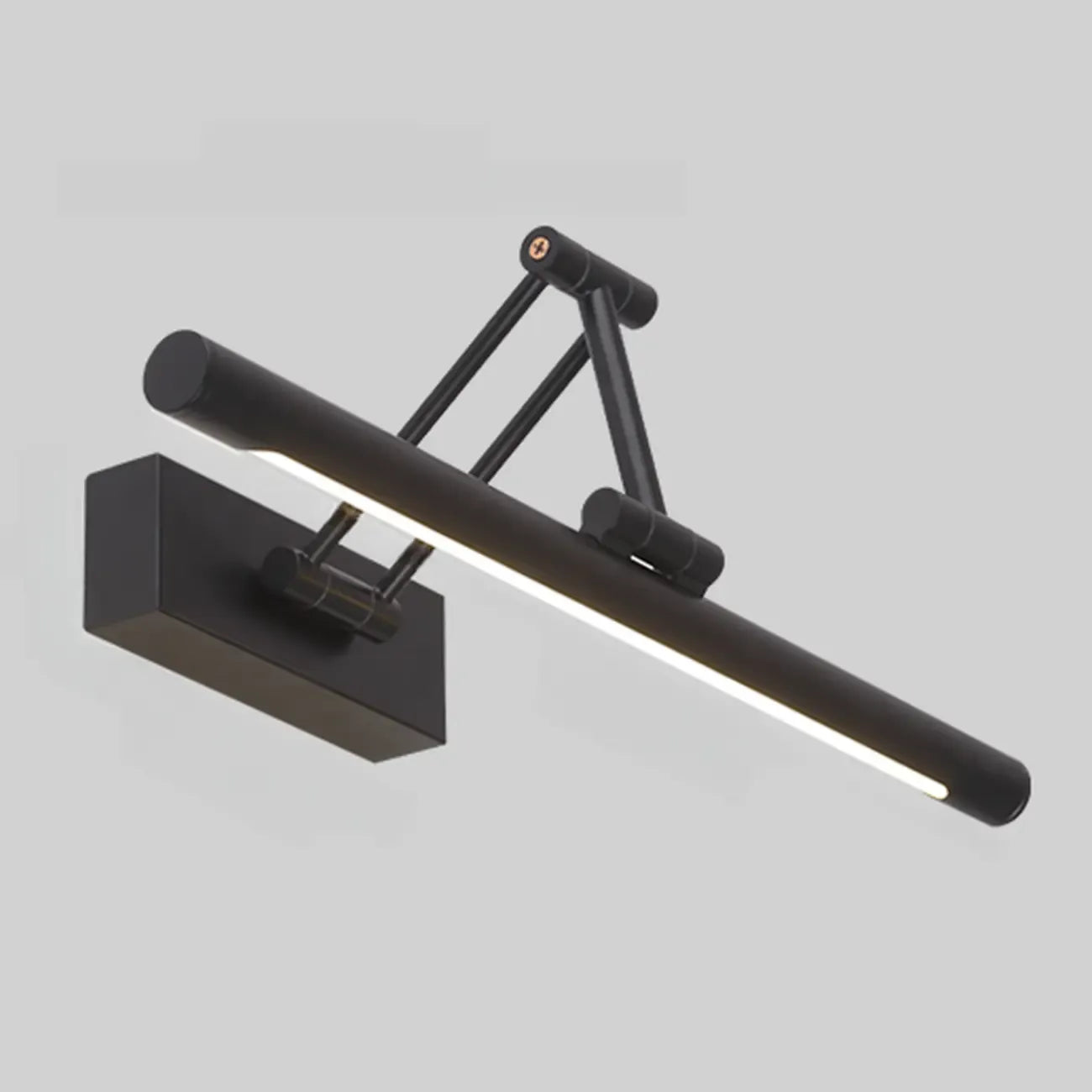 Lampes de salle de bain cylindriques en métal noir réglables à LED