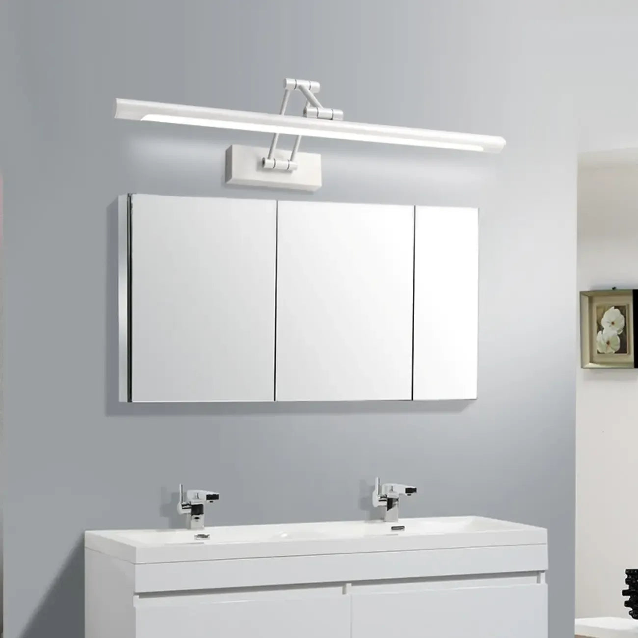 Lampes de salle de bain cylindriques en métal noir réglables à LED