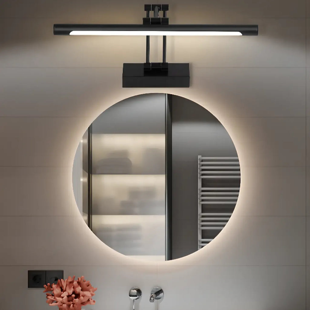 Lampes de salle de bain cylindriques en métal noir réglables à LED
