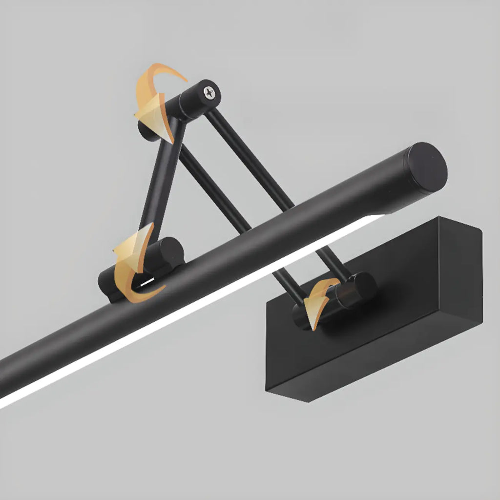 Lampes de salle de bain cylindriques en métal noir réglables à LED