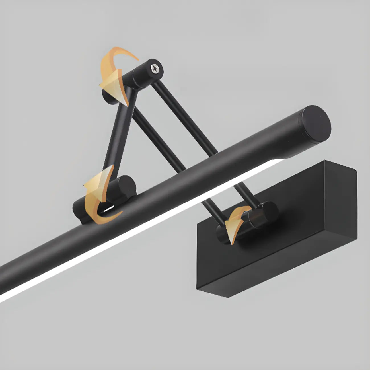 Lampes de salle de bain cylindriques en métal noir réglables à LED