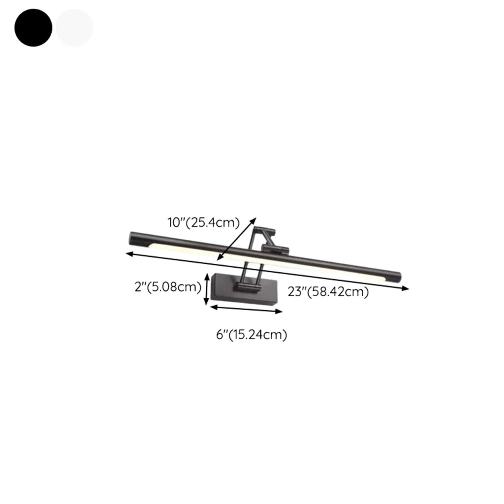 Lampes de salle de bain cylindriques en métal noir réglables à LED