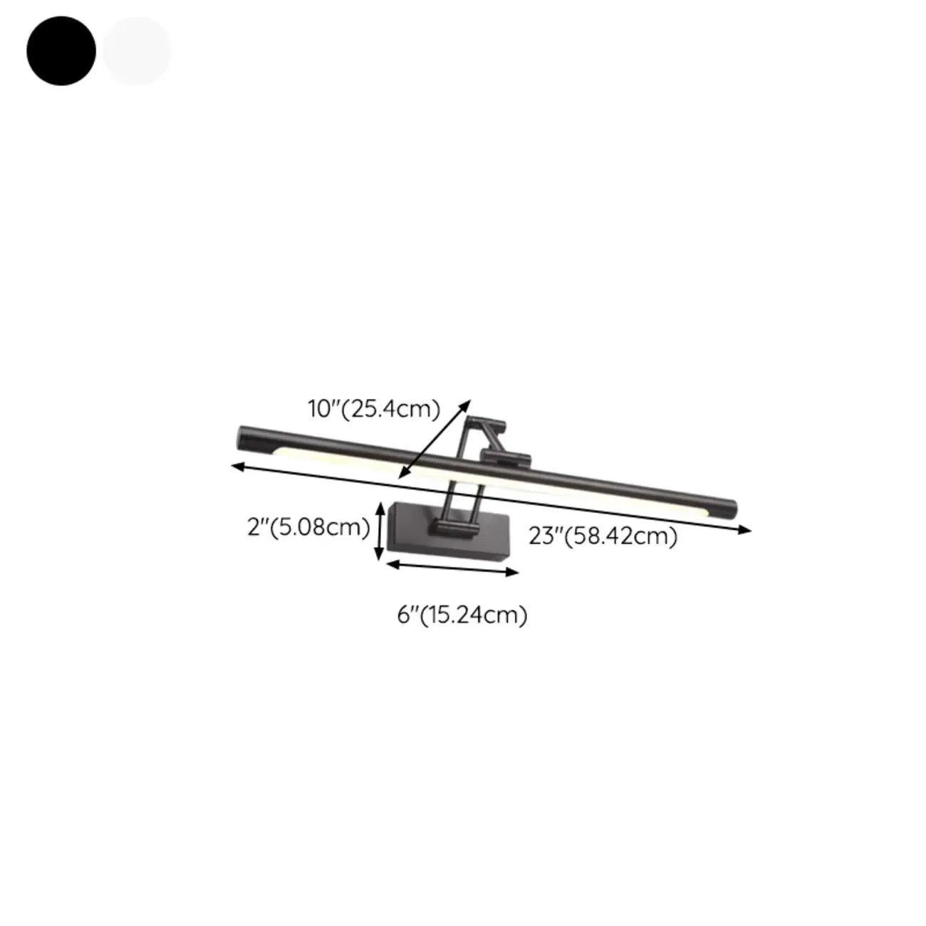 Lampes de salle de bain cylindriques en métal noir réglables à LED